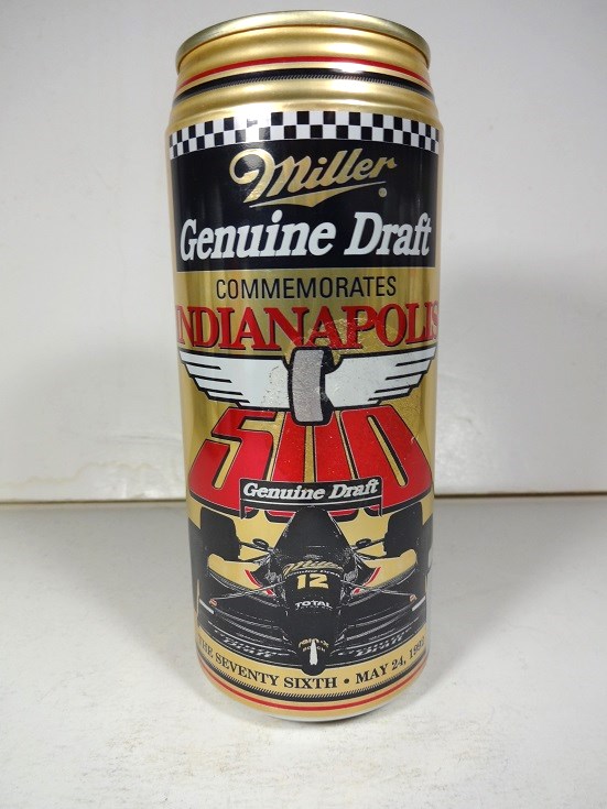 Miller Genuine Draft - Commemorates Indy 500 - 1992 - 16oz - Click Image to Close